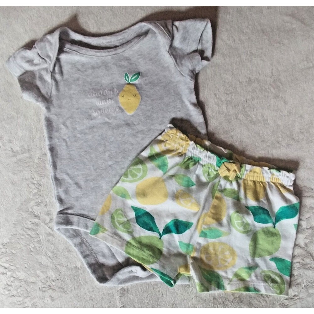 shirt and shorts Bundles Baby Place 0 to 3 months lemons limes infant wear